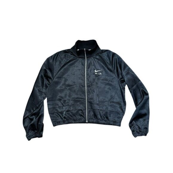 Nike Sz S Jacket Nike Air Swoosh Logo Satin Black Coat Athleisure Athletic Tech - Picture 3 of 7